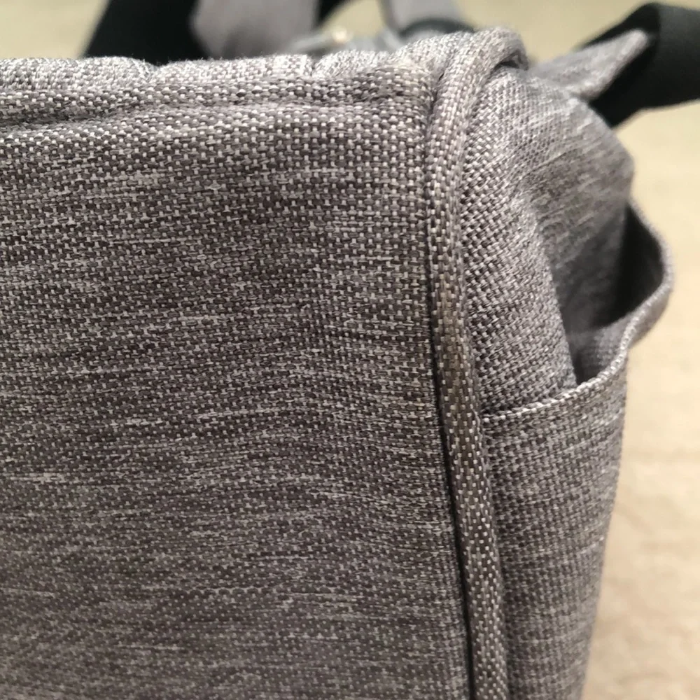 Baby changing gray backpack with multiple pockets